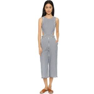 J.O.A. Striped Sleeveless Open-back Jumpsuit